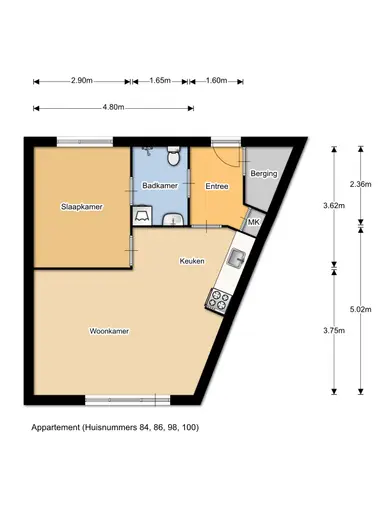 47μ² Διαμέρισμα προς ενοικίαση για 768€/μήνα σε Korenbloemstraat 84, Hoogblokland
