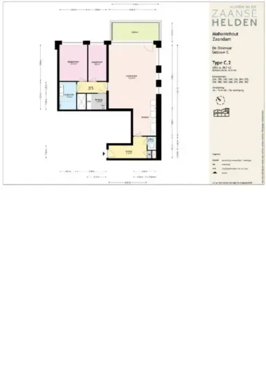 88m2 Appartamento in affitto per 1576€/mese a Mahoniehout, Zaandam