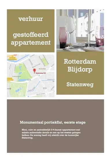 75m2 Appartement te huur voor 1370€/maand in Statenweg, Rotterdam