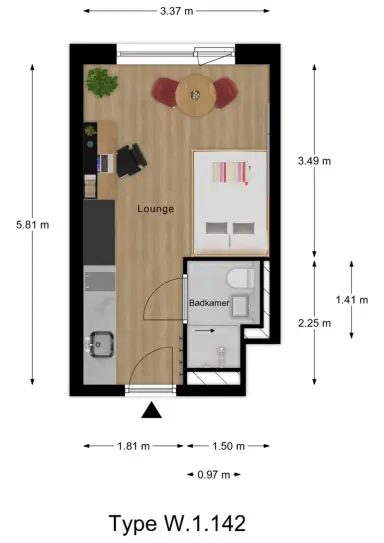 19μ² στούντιο προς ενοικίαση για 751€/μήνα σε Duboisdomein 50, Maastricht