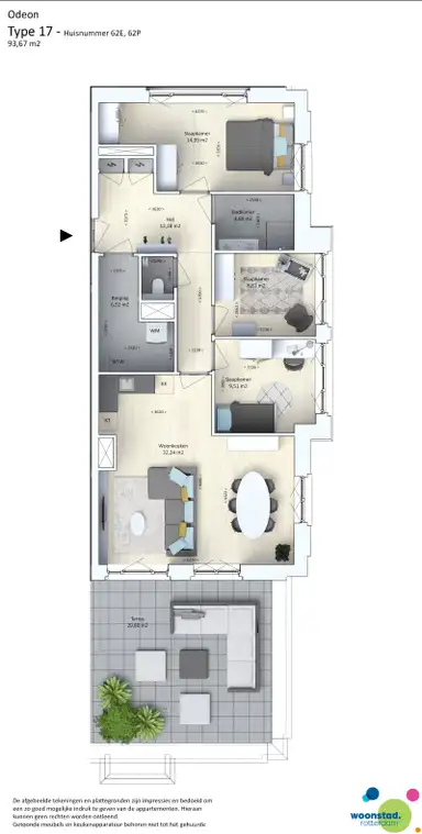 93.67m2 flat te huur voor 1228.07€/maand in Gouvernestraat 62P, Rotterdam