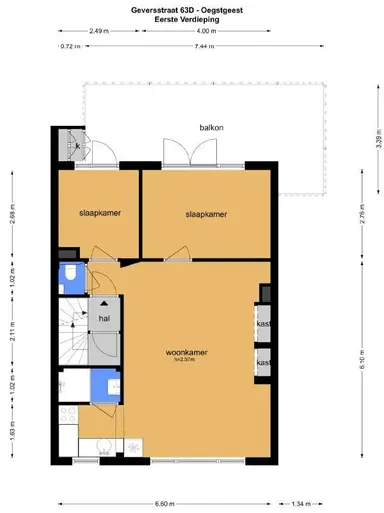 55μ² Διαμέρισμα προς ενοικίαση για 1375€/μήνα σε Geversstraat, Oegstgeest