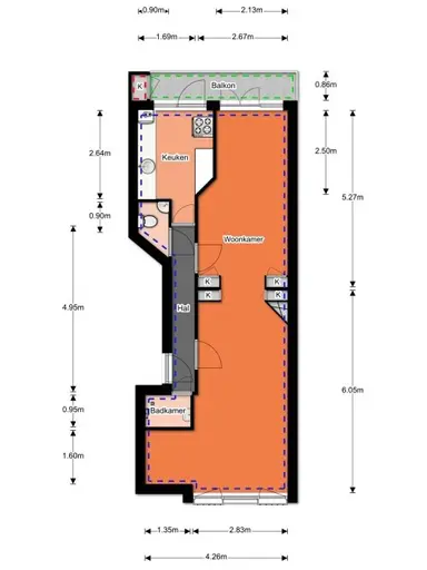 48m2 flat te huur voor 775€/maand in Barneveldstraat 3, The Hague