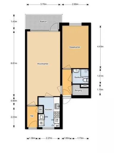 59μ² Διαμέρισμα προς ενοικίαση για 975€/μήνα σε Washingtondreef, Utrecht