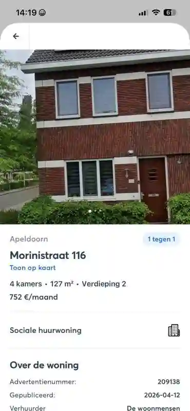 127m2 Appartamento in affitto per 750€/mese a Morinistraat, Apeldoorn