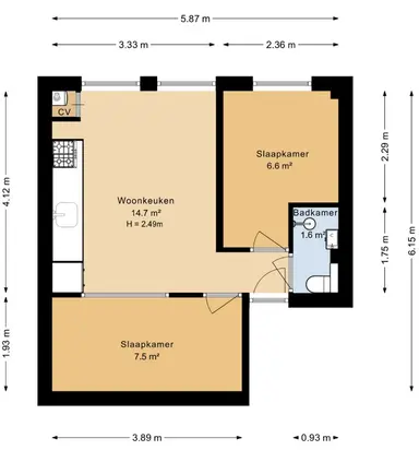 32μ² Διαμέρισμα προς ενοικίαση για 929.03€/μήνα σε Quellijnstraat, Amsterdam