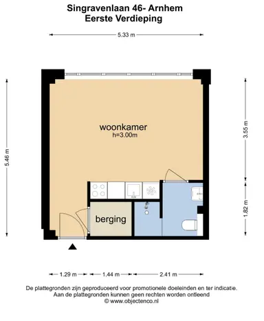 28m2 monolocale in affitto per 836.74€/mese a Singravenlaan 46, Arnhem