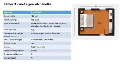 16m2 room to rent for 795€/month in Morrahof, Amsterdam