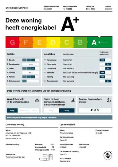 66m2 Appartamento in affitto per 1350€/mese a Johannes van der Waalsweg 13, Eindhoven