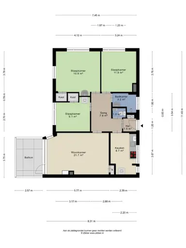 92m2 Appartement te huur voor 932.93€/maand in Kwinkenplein 14, Groningen