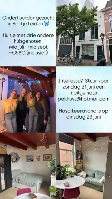 15m2 room to rent for 580€/month in Vollersgracht, Leiden
