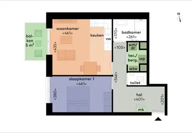58m2 apartment to rent for 1120€/month in Hulsmaatstraat 29-909, Enschede