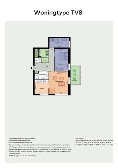 83m2 apartment to rent for 1465€/month in Saturnusstraat 24-1805, The Hague