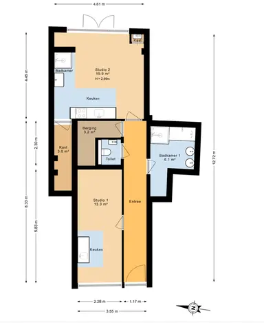 14μ² στούντιο προς ενοικίαση για 685.17€/μήνα σε Carnisselaan, Rotterdam
