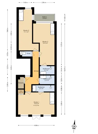 20μ² στούντιο προς ενοικίαση για 621.84€/μήνα σε Vierambachtsstraat, Rotterdam