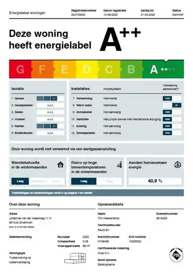 66m2 Appartement à louer pour 1350€/mois à Johannes van der Waalsweg, Eindhoven