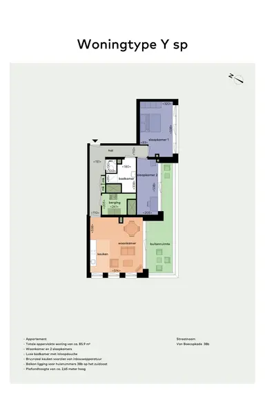 86m2 Appartement te huur voor 1605€/maand in Van Boecopkade, The Hague