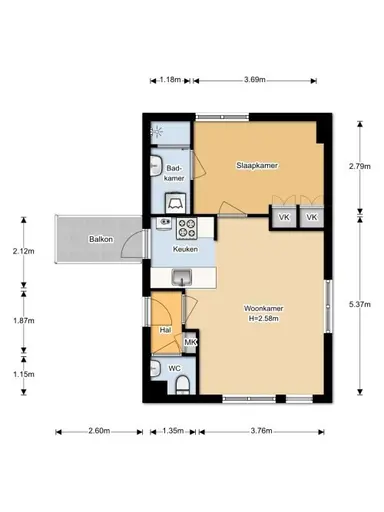43m2 apartment to rent for 875€/month in Nieuwlichtstraat 3, Utrecht