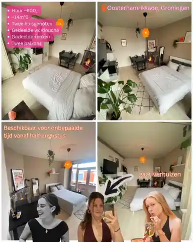 14m2 Zimmer zur Miete für 600€/Monat in Oosterhamrikkade, Groningen