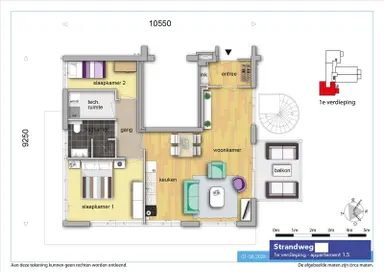 59m2 Appartement à louer pour 1200€/mois à Strandweg, Hook of Holland