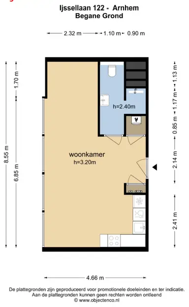 40m2 studio à louer pour 932.93€/mois à IJssellaan 122, Arnhem