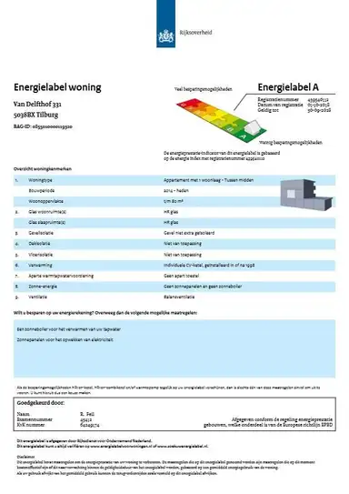 68m2 flat to rent for 1083€/month in Van Delfthof, Tilburg