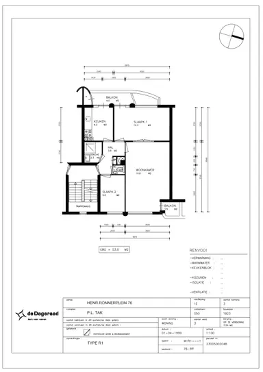 53m2 apartment to rent for 940€/month in Henriëtte Ronnerplein 76, Amsterdam