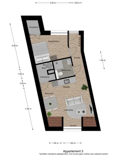 43m2 flat to rent for 1100€/month in Hof 35, Bergeijk