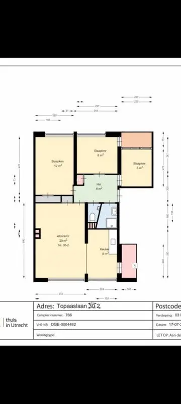 71m2 Flat zur Miete für 798€/Monat in Topaaslaan, Leiden