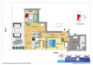 60m2 Appartement à louer pour 1200€/mois à Strandweg, Hook of Holland