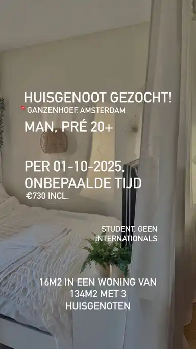 16m2 room to rent for 730€/month in Grubbehoeve, Amsterdam