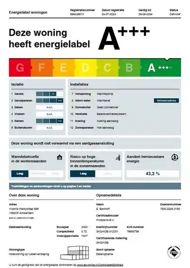 73m2 Wohnung zur Miete für 1900€/Monat in Victoria Welbystraat, Amsterdam