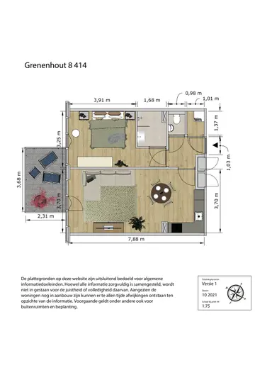 55m2 Flat zur Miete für 1073.35€/Monat in Grenenhout 8-430, Eindhoven