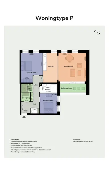 98m2 Appartement te huur voor 1655€/maand in Van Boecopkade 14, The Hague