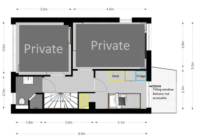 8m2 Kamer te huur voor 490€/maand in Broekveldseweg, Rheden