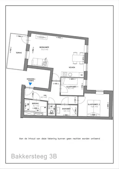 57m2 Wohnung zur Miete für 1595€/Monat in Bakkerssteeg, Purmerend