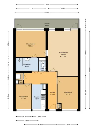 m2 apartment to rent for 2400€/month in Delflandplein, Amsterdam