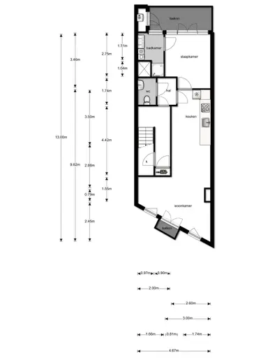 50m2 apartment to rent for 1750€/month in Hobbemakade, Amsterdam