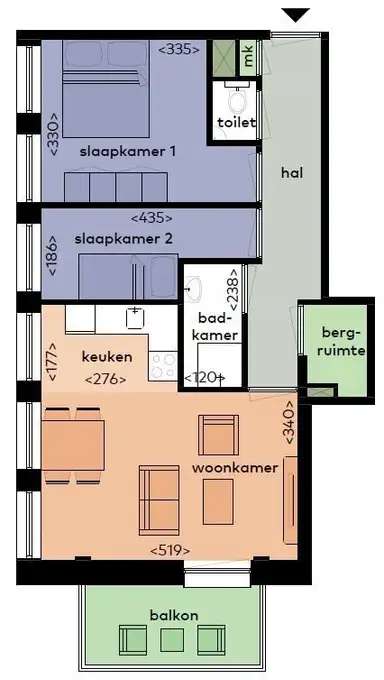 60m2 Flat zur Miete für 1167€/Monat in Noordzeelaan 16, Zwolle