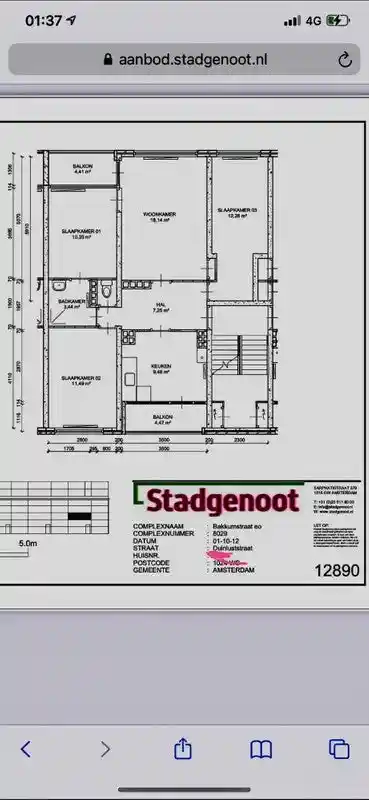 70m2 Appartement te huur voor 1100€/maand in Duinluststraat, Amsterdam