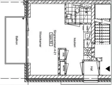 27m2 studio à louer pour 884.79€/mois à Singravenlaan, Arnhem