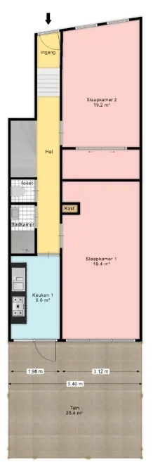 20m2 Kamer te huur voor 825€/maand in C.P. Tielestraat, Rotterdam