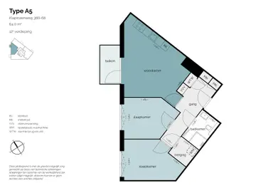 64m2 apartment to rent for 2000€/month in Klaprozenweg 36B-41, Amsterdam