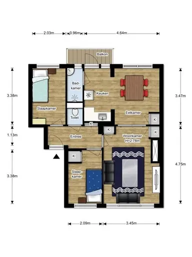 57m2 apartment to rent for 1020€/month in Korhaanstraat 11B, Rotterdam