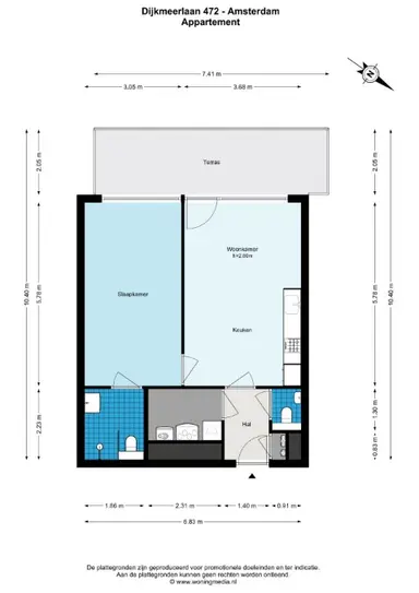 55m2 Appartement à louer pour 2300€/mois à Dijkmeerlaan 472, Amsterdam