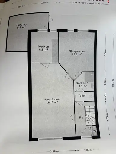 95m2 flat te huur voor 664€/maand in Kamp 32 32, Lelystad