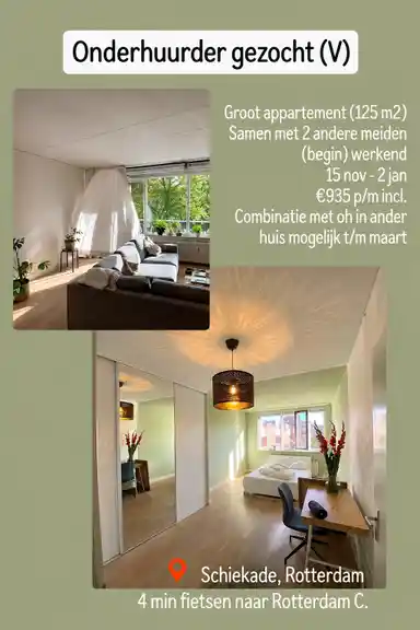 16m2 room to rent for 935€/month in Schiekade, Rotterdam