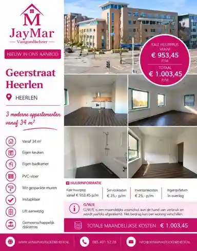 36m2 apartment to rent for 953€/month in Geerstraat, Heerlen